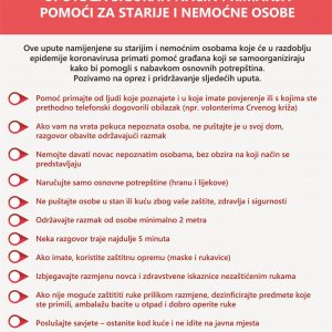 Upute za siguran način pružanja i primanja pomoći tijekom epidemije koronavirusa