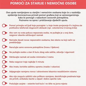 Upute za siguran način pružanja i primanja pomoći tijekom epidemije koronavirusa